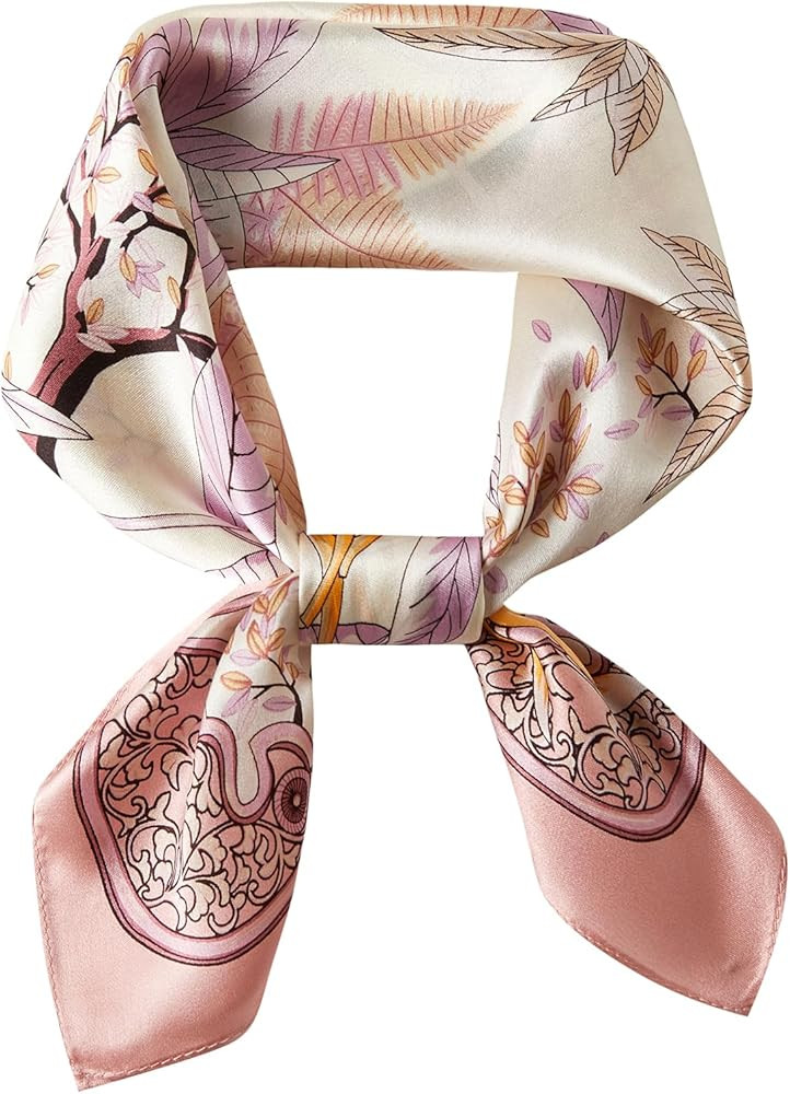 100% Mulberry Silk Neck Scarf, 21"x21" Silk Hair Head Scarf for Women Men, Lightweight Square Sil... | Amazon (US)