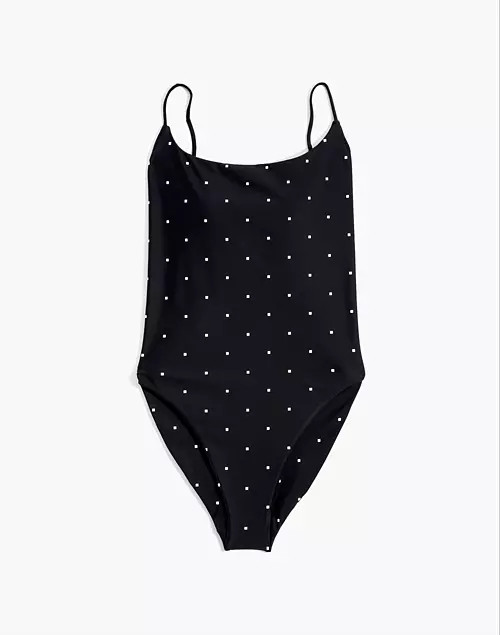 Madewell Second Wave Spaghetti-Strap One-Piece Swimsuit in Square Spots | Madewell
