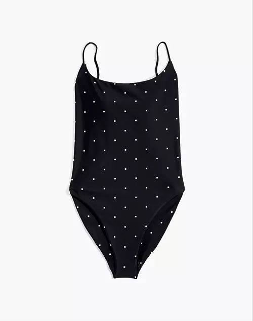 Madewell Second Wave Spaghetti-Strap One-Piece Swimsuit in Square Spots | Madewell