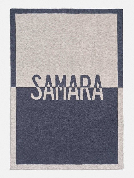 Spell It Out Blanket - Denim Blue / Stone | BaubleBar (US)