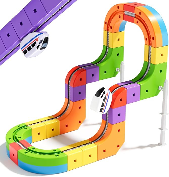 KlickRail Electric Train Set Flexible Race Track for Kids 4 6 7 8, 32 Pcs Car Track for Toddlers ... | Amazon (US)