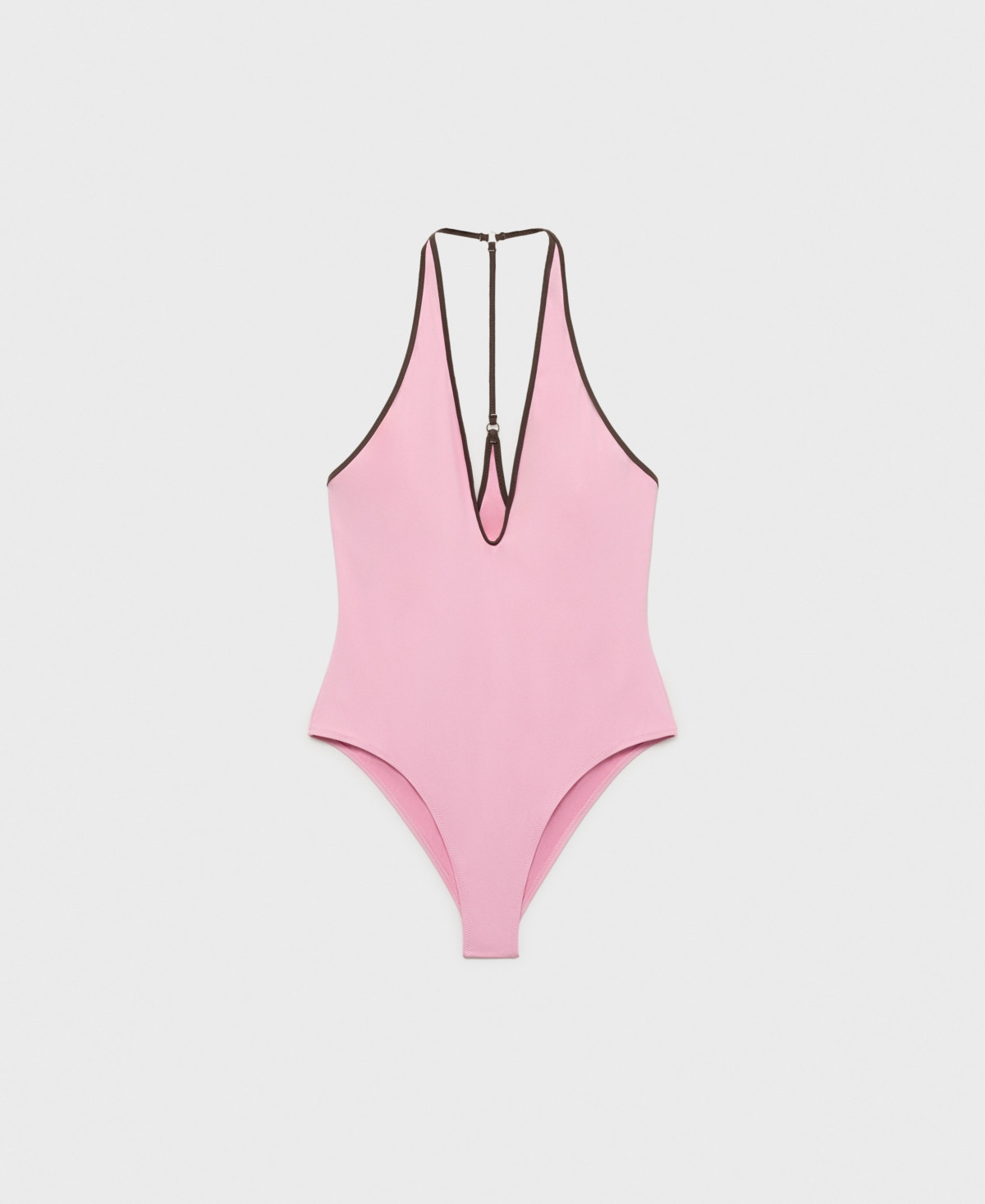 Mango Women's Contrast Trim V-Neck Swimsuit - Pastel Pink | Macy's