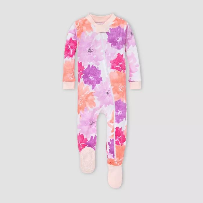 Burt's Bees Baby® Baby Girls' Floral Organic Cotton Footed Pajama - Purple | Target