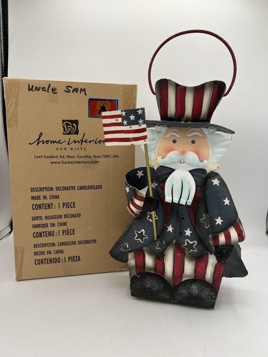 \ud83d\udd6fHome Interiors Uncle Sam Patriotic Metal Candleholder\u2013Americana Lantern/Votive |... | eBay US
