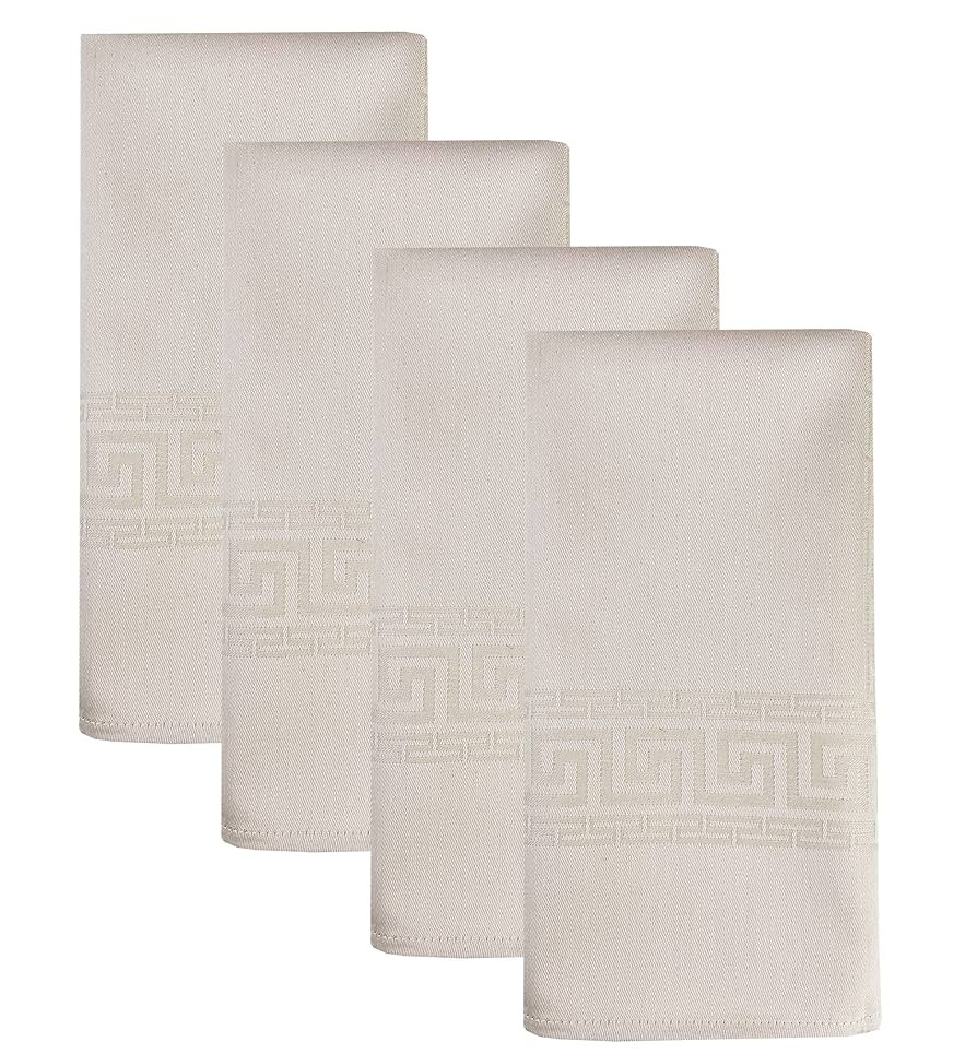 Elegant Greek Key Design Damask Napkins, 21"x21", 100% Cotton, Set of 4 (Linen Color) | Amazon (US)
