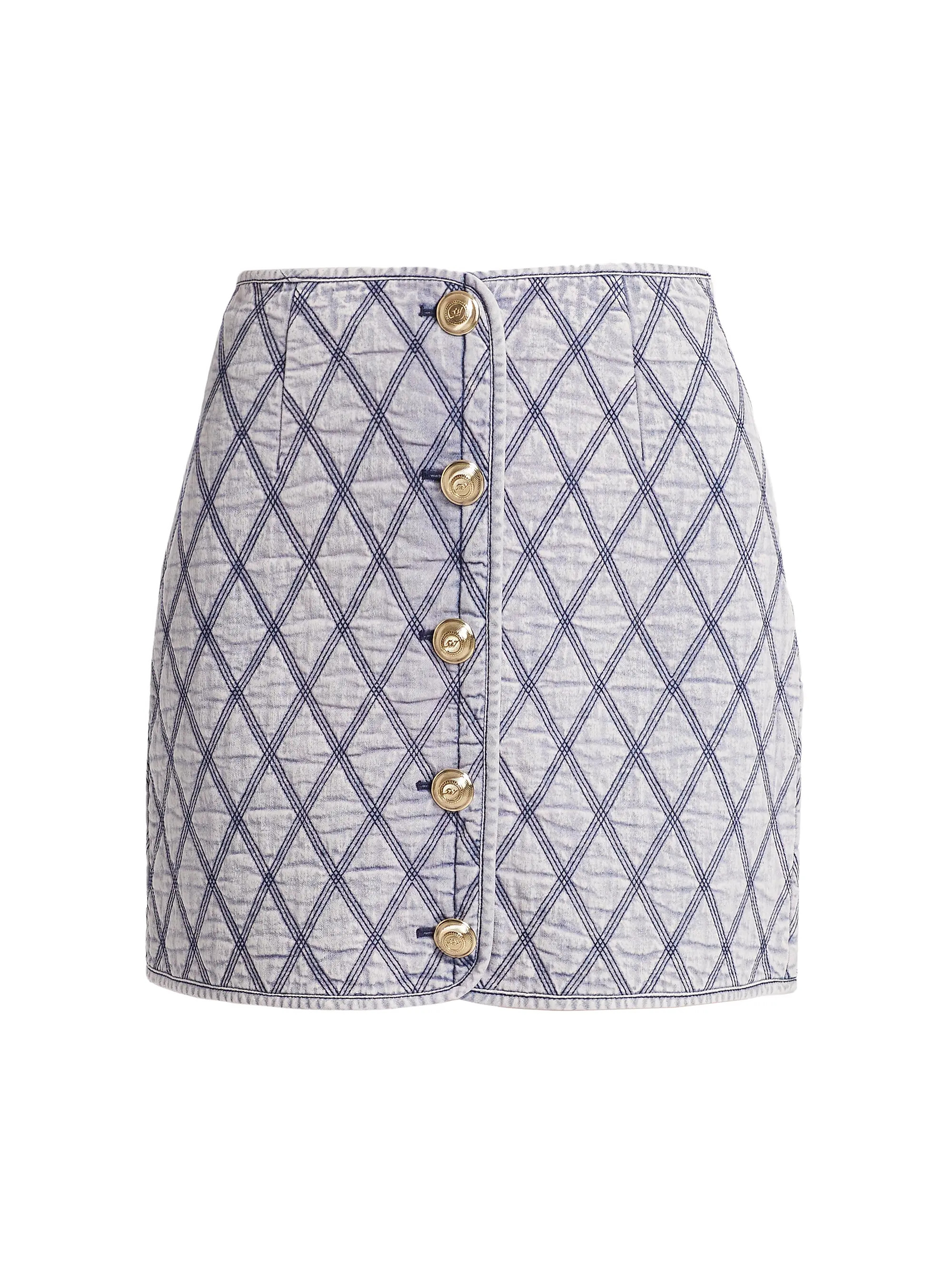 Cinq à Sept Gretchen Stitched Denim Miniskirt | Saks Fifth Avenue | Saks Fifth Avenue