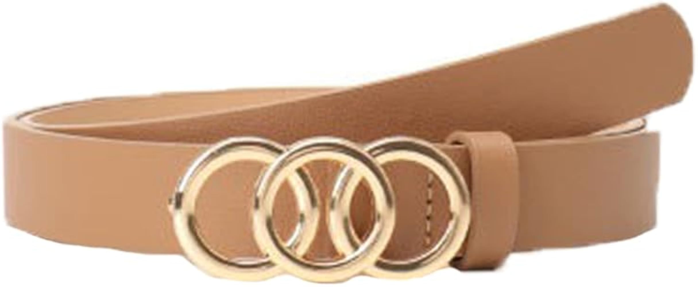 COTIM COYIN Women's Skinny Leather Belts with Metal Buckle for Jeans Dresses Pants | Amazon (US)