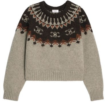Triomphe fair isle crew neck sweater in wool - CELINE | 24S US