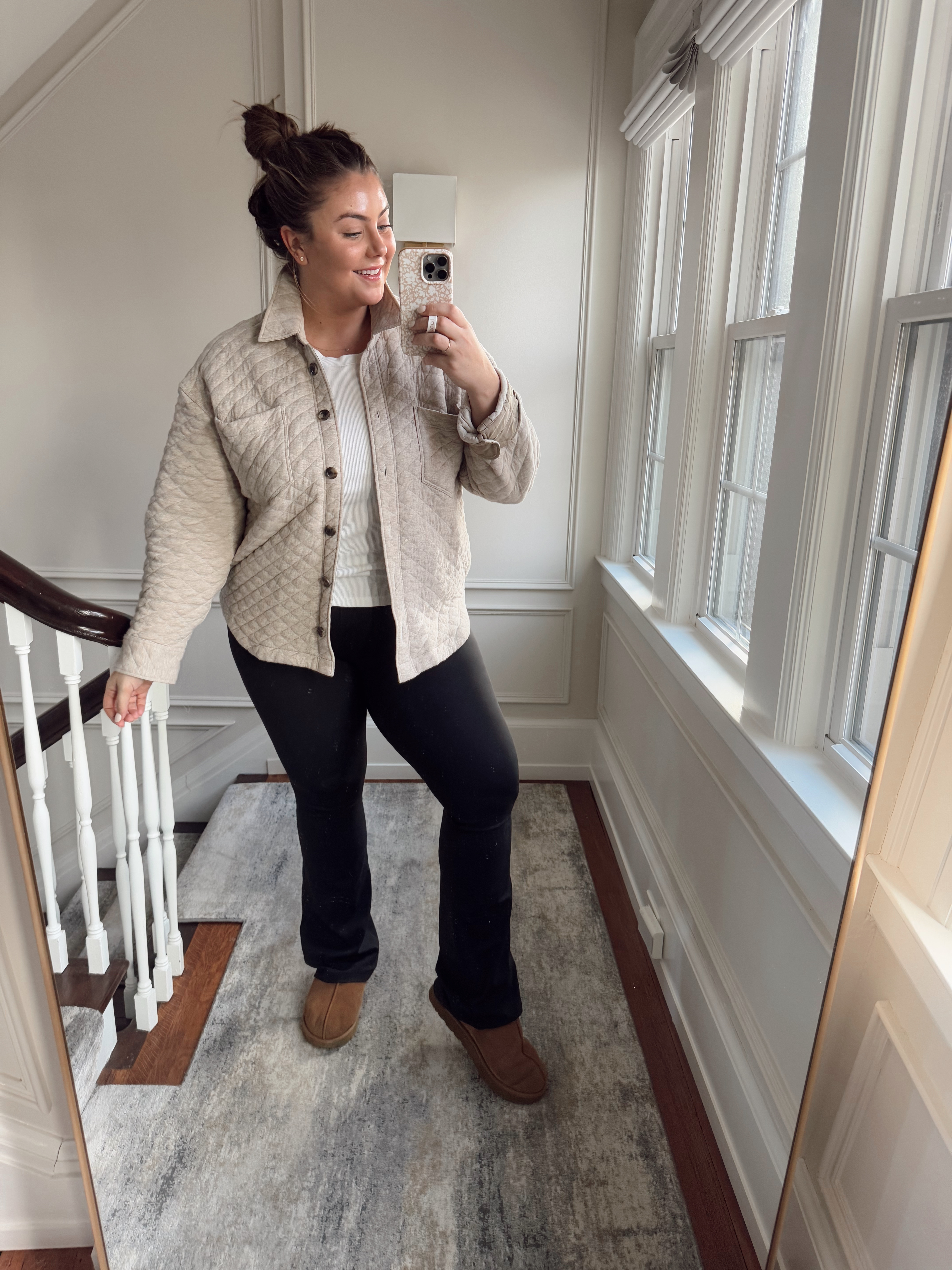 casual winter outfit - wearing size XL in jacket, XXL in top, XL in pants. use CARALYN20 at Spanx 

 #LTKSeasonal #LTKMidsize #LTKStyleTip