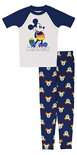 Disney Men Mickey Mouse 2-Piece Loose-Fit Pajamas Set, FAM_LOVE MICKEY, L | Amazon (US)