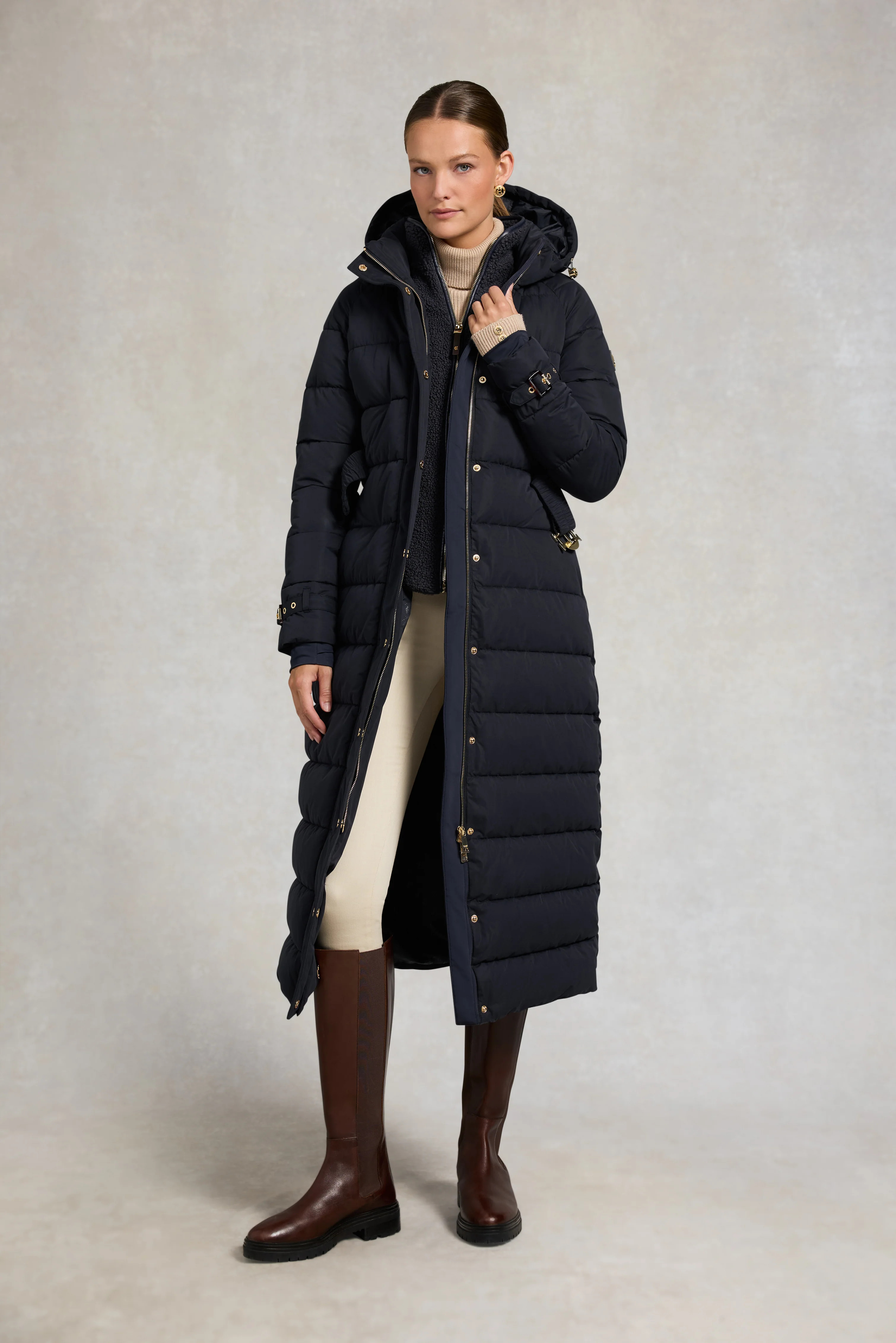 Arosa Luxe Longline Coat (Ink Navy) | Holland Cooper