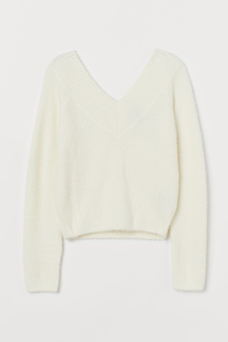 H & M - V-neck Sweater - White | H&M (US + CA)