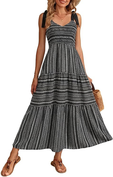 Dokotoo Women's Summer Casual Floral Maxi Dress 2026 Beach Long Sundress | Amazon (US)