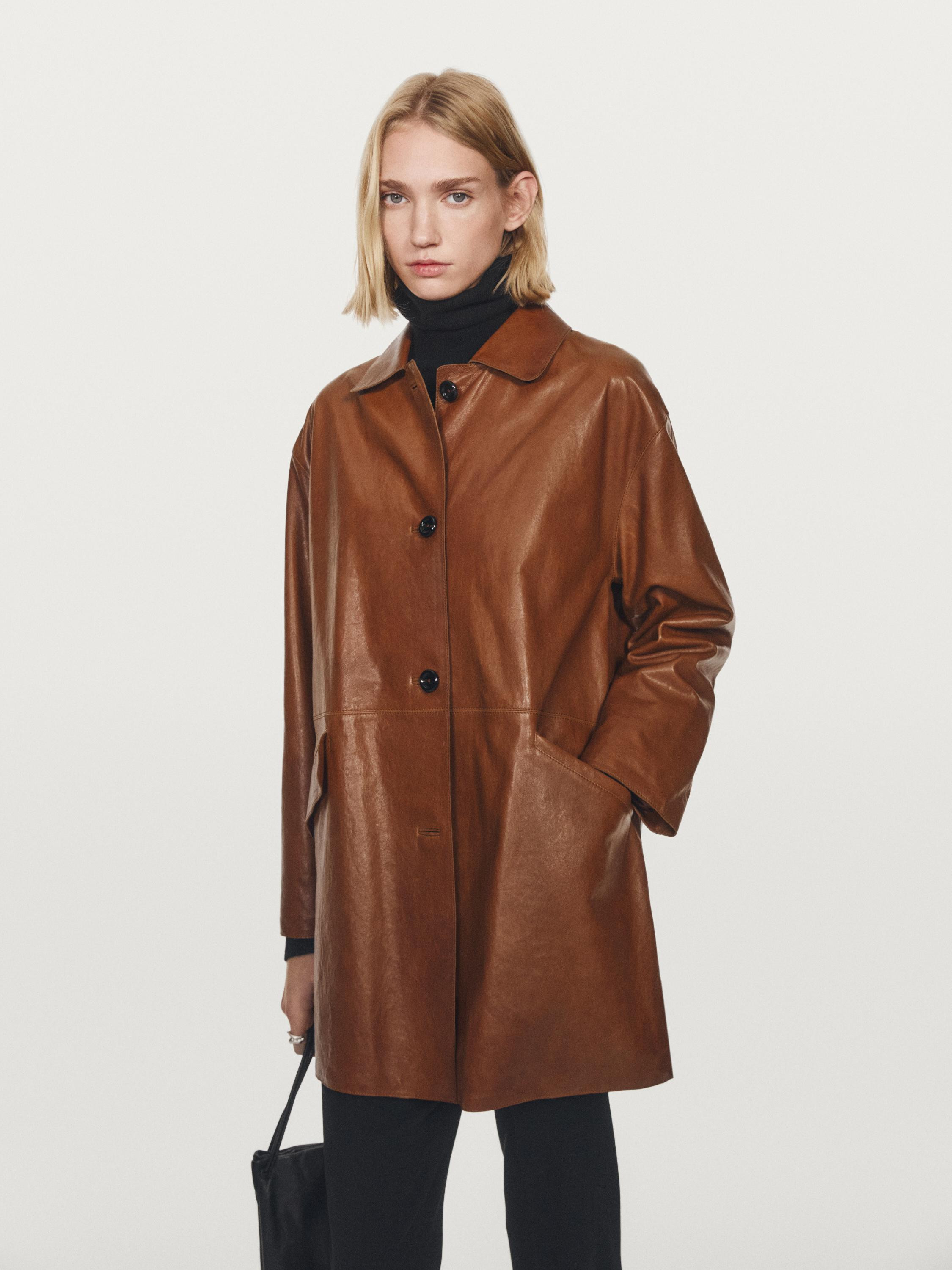 Langer Mantel aus Nappaleder | Massimo Dutti DE