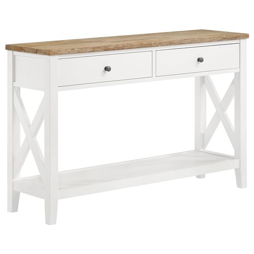 Coaster Home Furnishings Maisy Rectangular Wooden Sofa Table with Shelf Brown and White | Amazon (US)