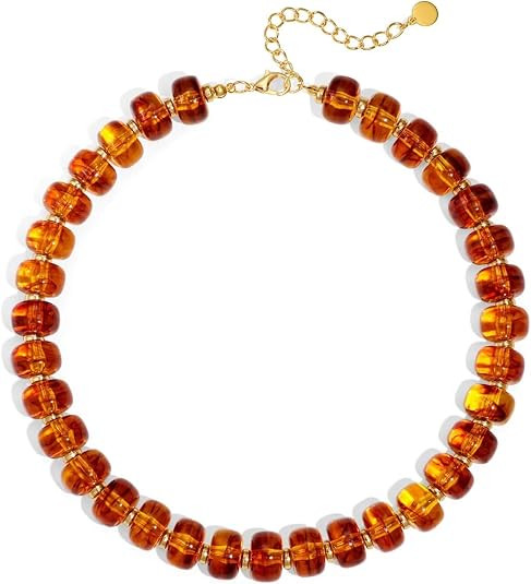 Colorful Beaded Necklace for Women Unique Resin Beads Choker Necklaces Boho Statement Chunky Neck... | Amazon (US)