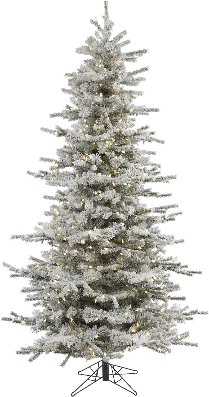 Vickerman 8.5' Flocked Sierra Fir Slim Artificial Christmas Tree, 850 Pure White LED Dura-Lit Lig... | Amazon (US)
