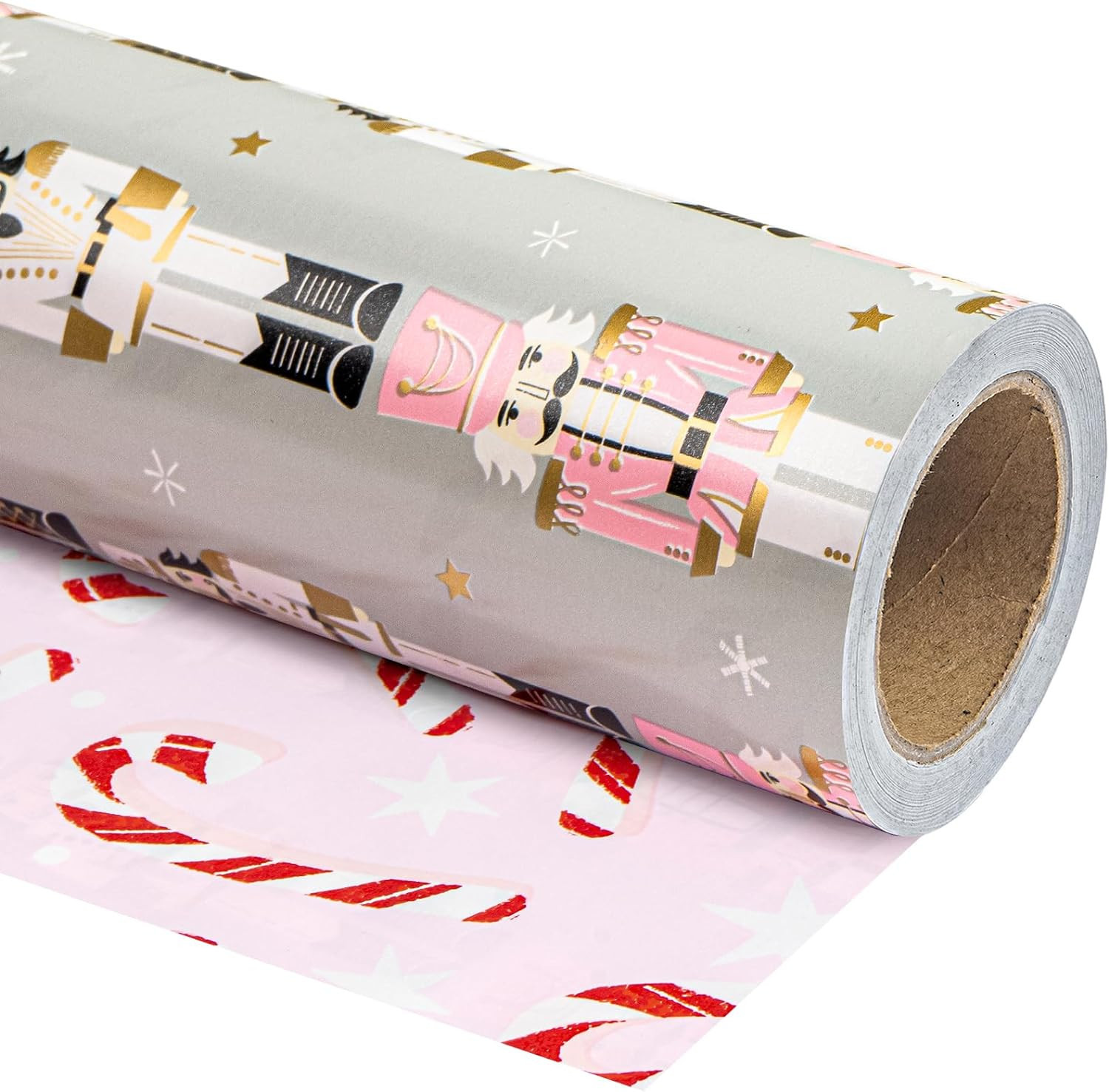 WRAPAHOLIC Reversible Christmas Wrapping Paper - Mini Roll - 17 Inch X 33 Feet - Nutcracker and C... | Amazon (US)