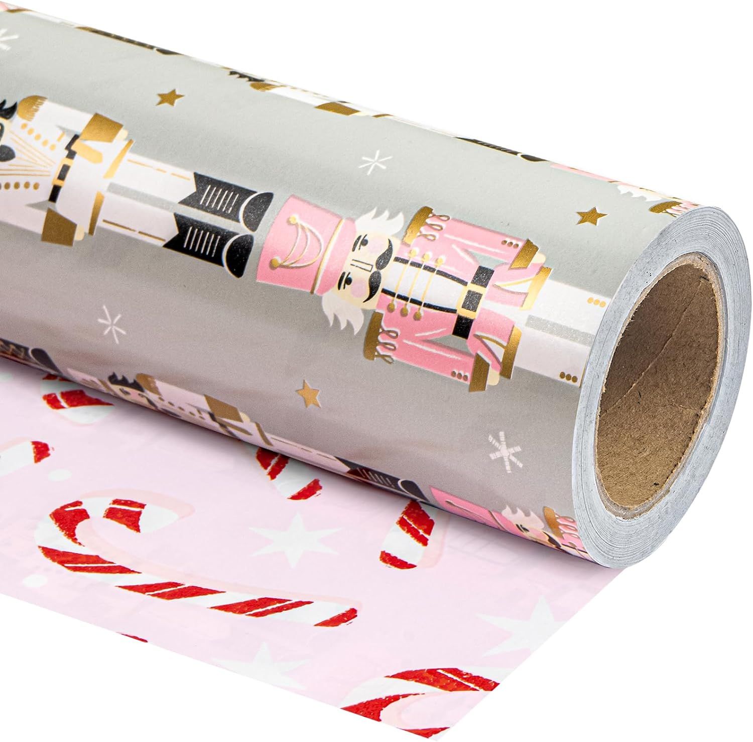 WRAPAHOLIC Reversible Christmas Wrapping Paper - Mini Roll - 17 Inch X 33 Feet - Nutcracker and C... | Amazon (US)
