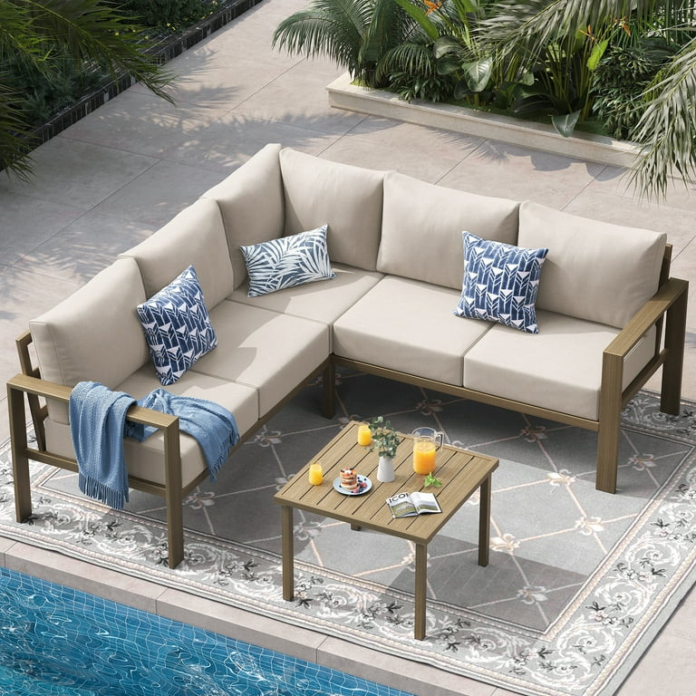 ELPOSUN 6 Pieces Patio Furniture Sets with 6" Thick Olefin Cushions, Metal Outdoor Sectional Furn... | Walmart (US)