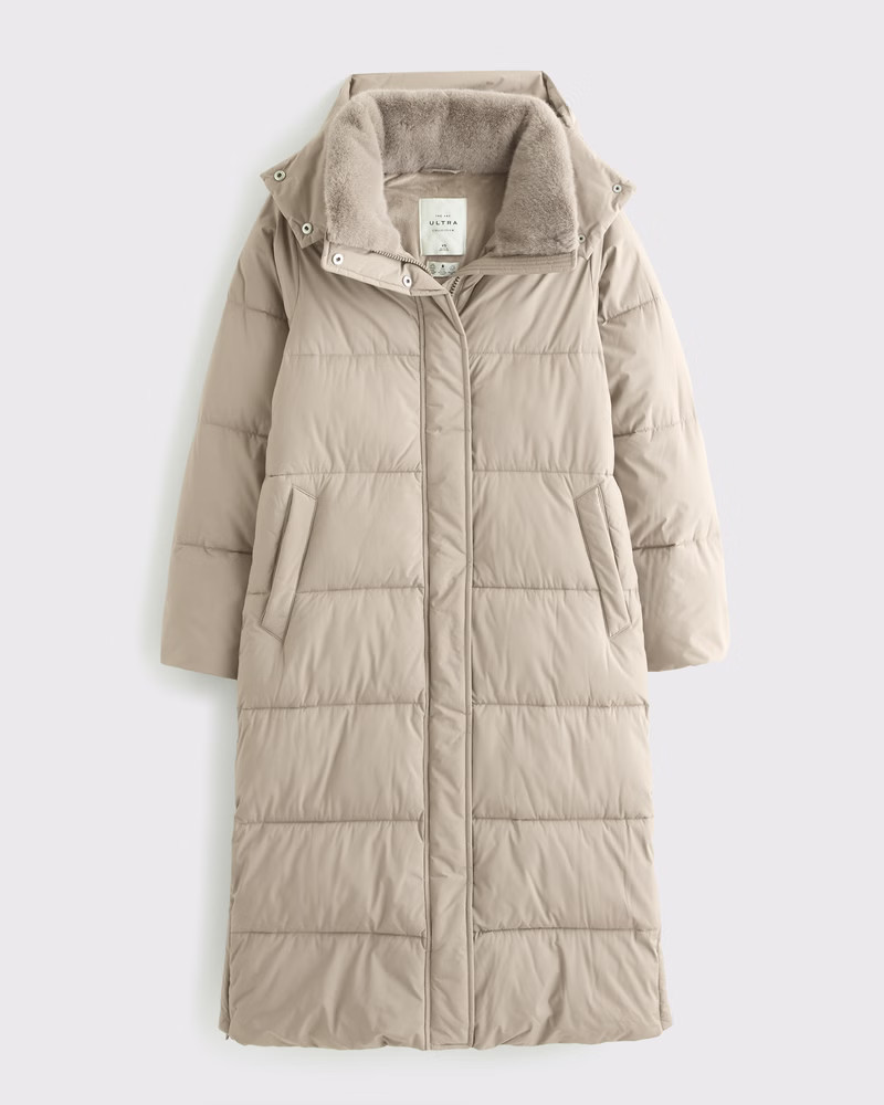Abercrombie & Fitch Women's Full-Length Ultra Puffer in Light Brown - Size XXS | Abercrombie & Fitch (US)
