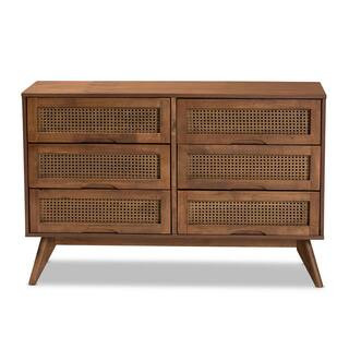 Baxton Studio Barrett 6-Drawer Walnut Brown Dresser (30.9 in. H x 47.2 in. W x 15.7 in. D) 192-11... | The Home Depot