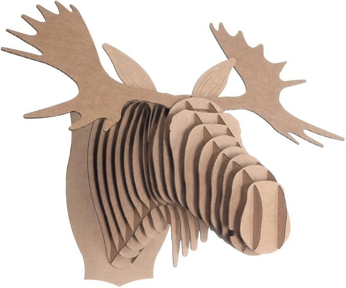 Cardboard Safari Recycled Cardboard Animal Taxidermy Moose Trophy Head, Fred Brown Small | Amazon (US)