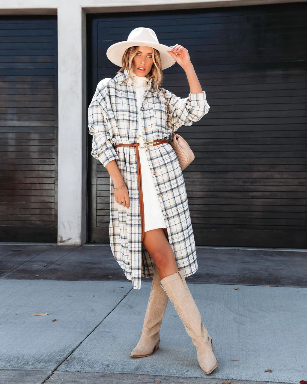 Fall Plaid Vibes Long Line Jacket | VICI