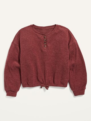 Cozy Cinched-Hem Rib-Knit Top for Girls | Old Navy (US)
