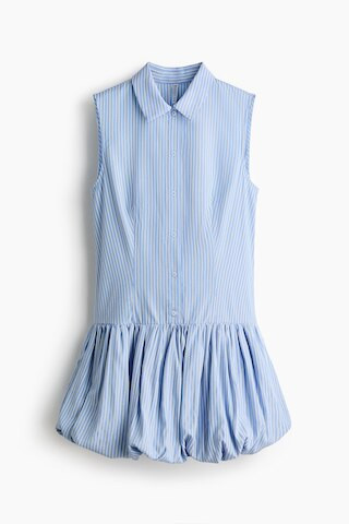 H & M - Bubble-Hem Shirt Dress - Light Blue/Striped | H&M (US + CA)