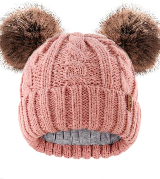 FURTALK Toddler Warm Winter Hat Kids Baby Knitted Soft Beanie with Double Faux Fur Pom Poms for G... | Amazon (US)