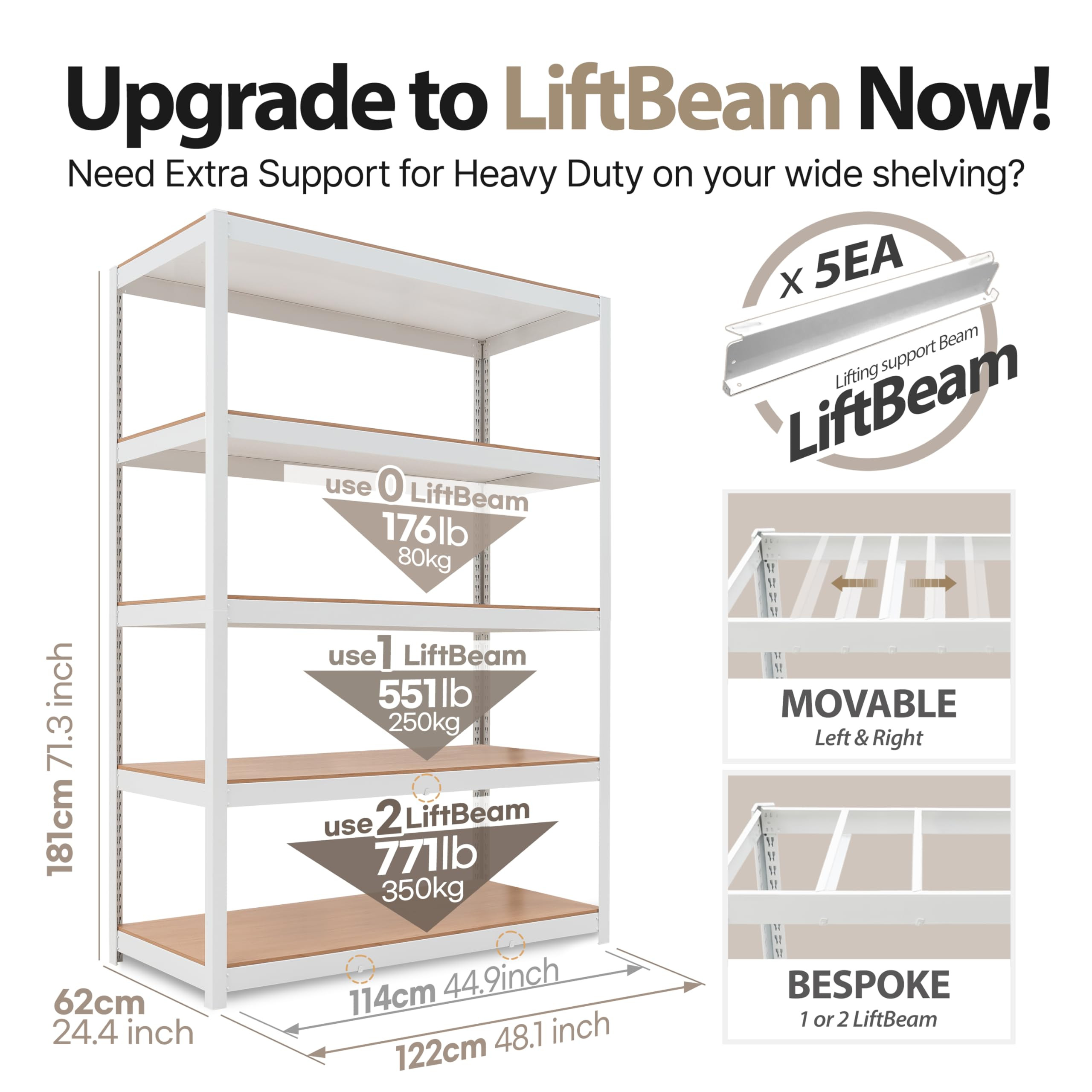 HOMEDANT House 48.1" W Deep 5 Tier Heavy Duty Garage Shelving Adjustable Metal Rack Storage Shelv... | Amazon (US)