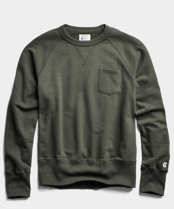 Midweight Pocket Sweatshirt in Army Green | Todd Snyder