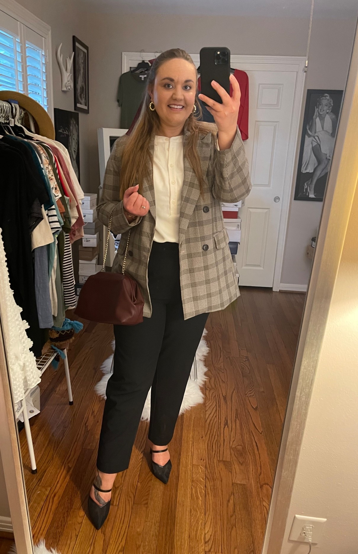 Ankle pants, dress pants, work pants, black pants, maroon hair bow, maroon handbag, fall style, fall outfit, target style, target outfit, pointed toe heels, black heels, mesh heels, workwear, work style, work outfit, interview, meeting outfit, court outfit, jury duty 

#LTKWorkwear #LTKMidsize #LTKFindsUnder50