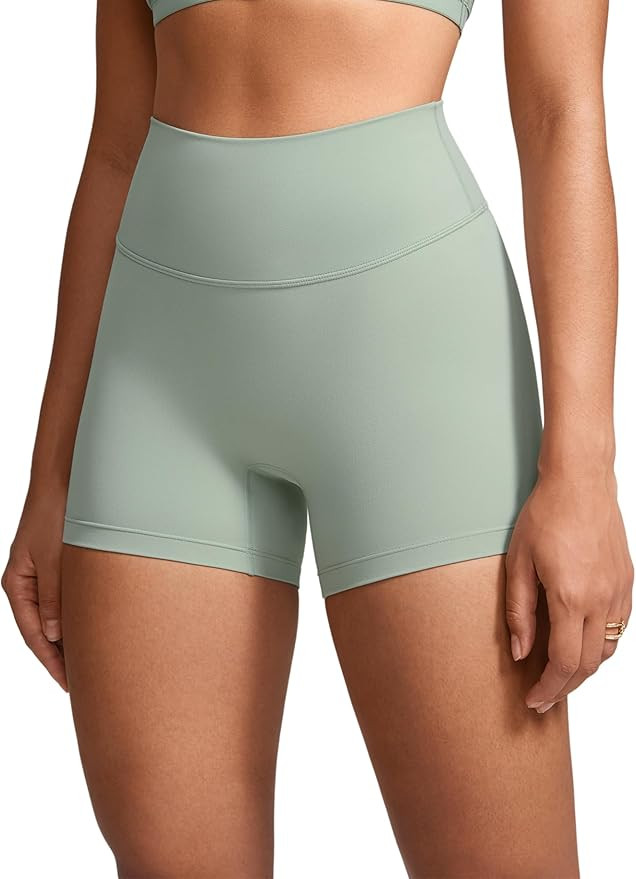 INGIA Womens High Waist No Front Seam Biker Shorts 4 Inches Running Volleyball Spandex Yoga Gym W... | Amazon (US)