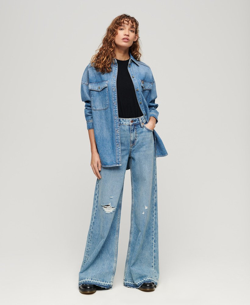 Raw Hem Wide Leg Flare Jeans | Superdry (UK)