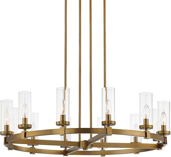 Stiffel Aron 36" Wide Brass 12-Light Wagon Wheel Chandelier | Amazon (US)