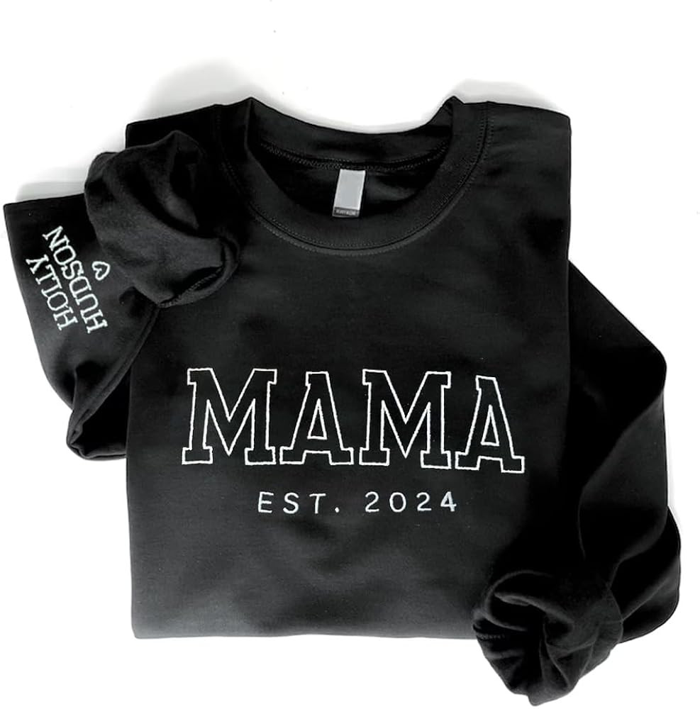 GODMERCH Personalized Embroidered Mama Sweatshirt With Kid Names On Sleeve, Mom Sweatshirt For Wo... | Amazon (US)