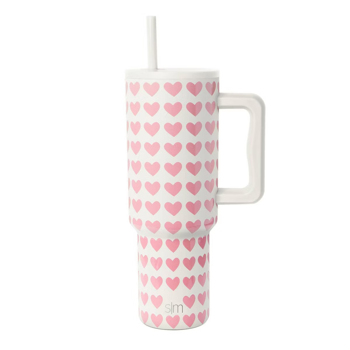 Simple Modern 40oz Pink Hearts on White Straw Tumbler | Target