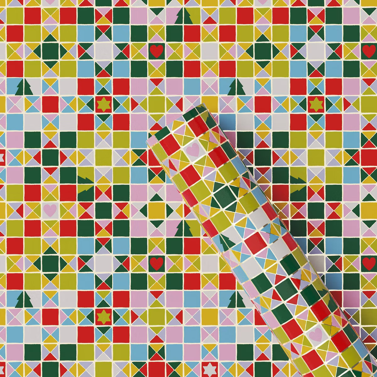 25 sq ft Christmas Humble Cheer Premium Red White Icon Stars Plaid - Wondershop™ | Target