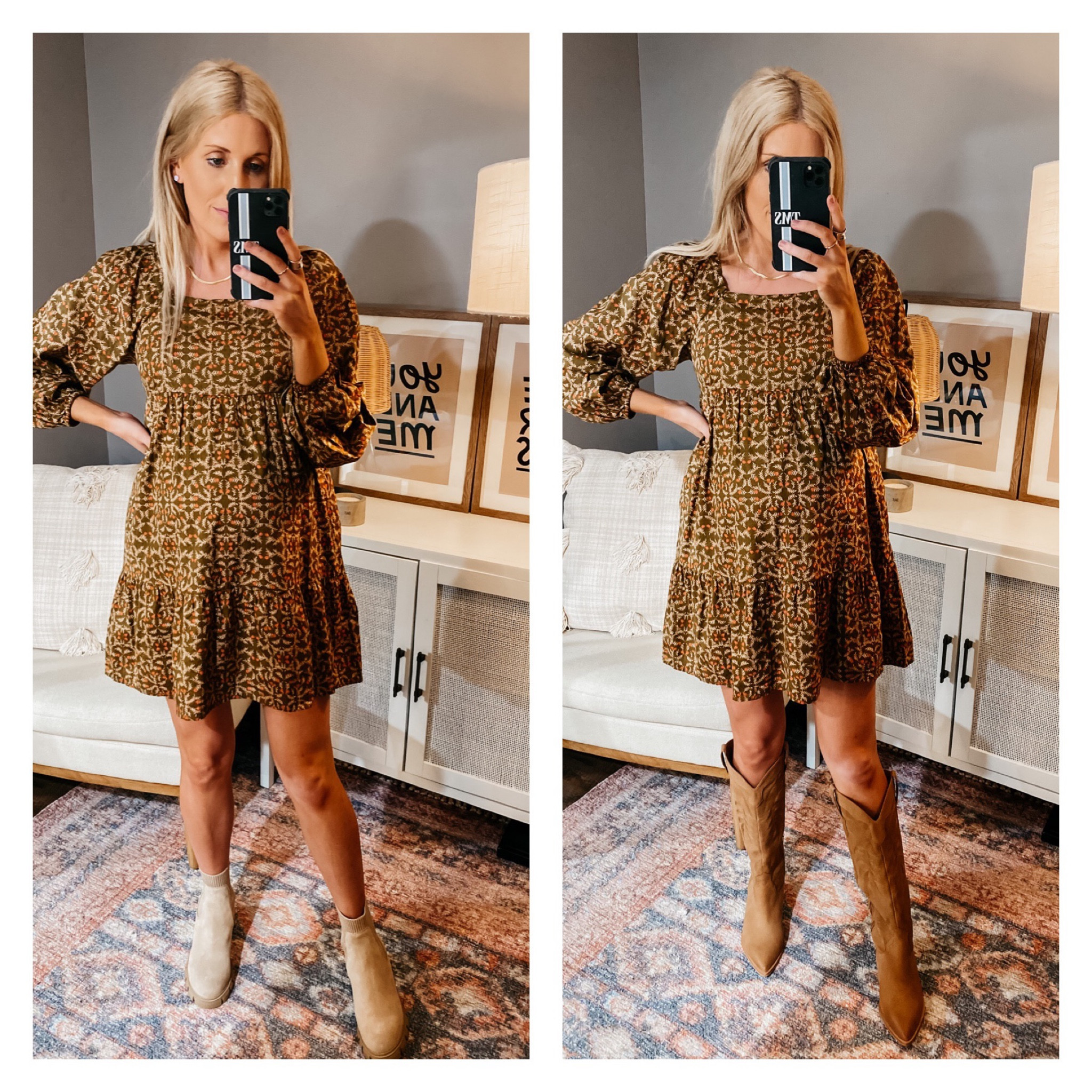 $30 target dress for fall (runs tts) // Steve Madden Chelsea boots (runs tts) // dolce vita western boots (runs tts) 


#LTKstyletip #LTKbump #LTKSeasonal