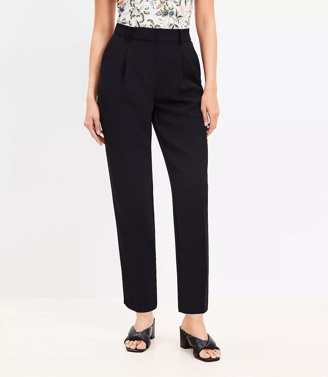 Pleated Tapered Pants in Crepe | LOFT