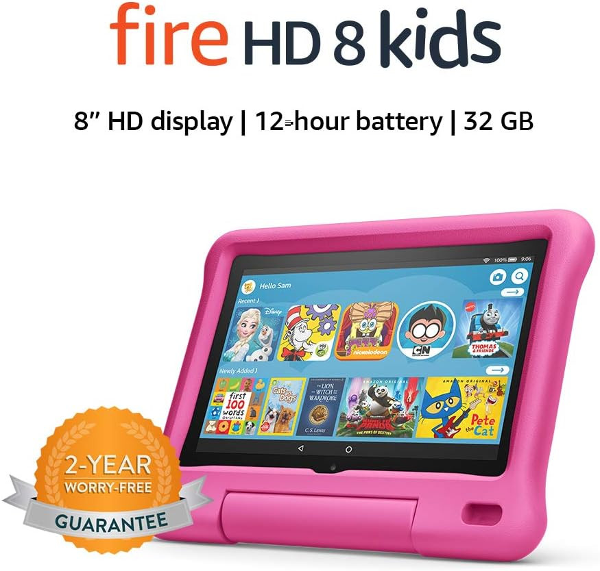 Fire HD 8 Kids tablet, 8" HD display, ages 3-7, 32 GB, Pink Kid-Proof Case | Amazon (US)