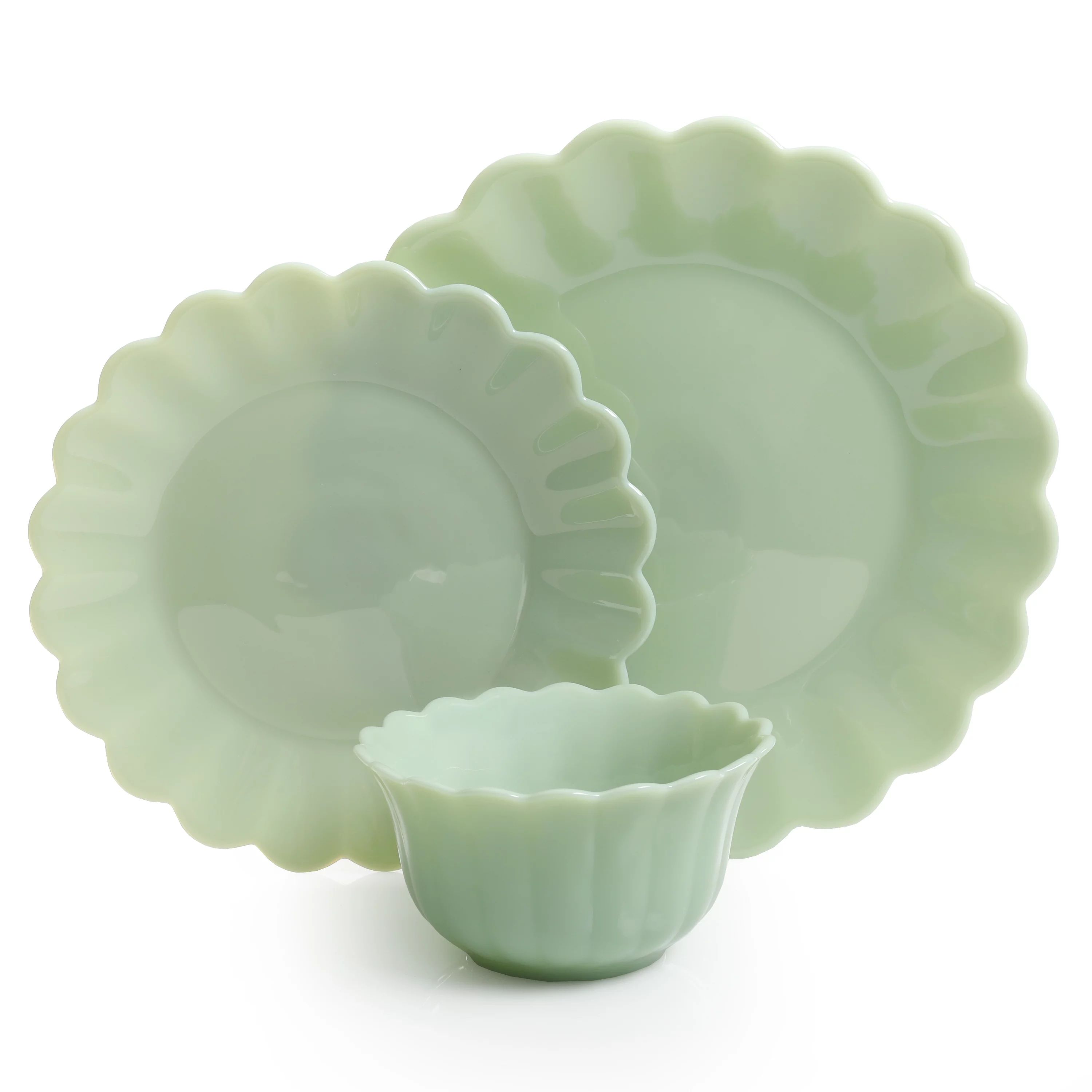 The Pioneer Woman Timeless Beauty Jade Glass 3-Piece Dinnerware Set | Walmart (US)