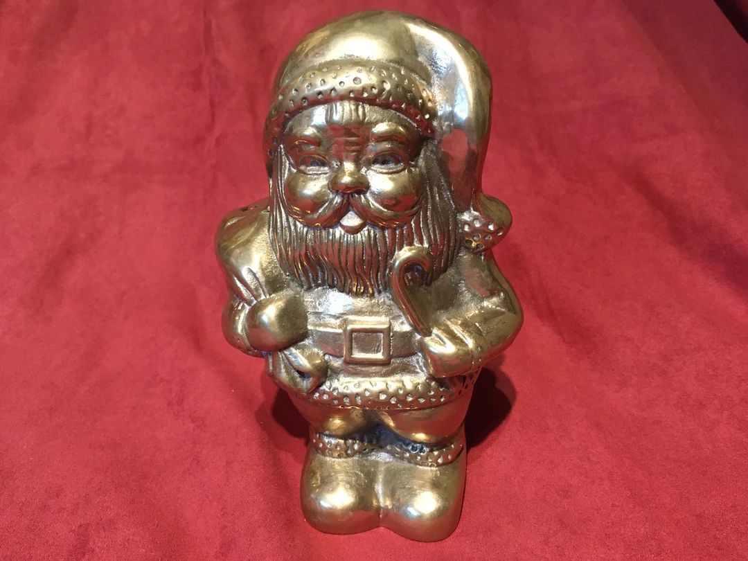 Vintage Heavy Brass Santa Claus Piggy Bank - Etsy | Etsy (US)