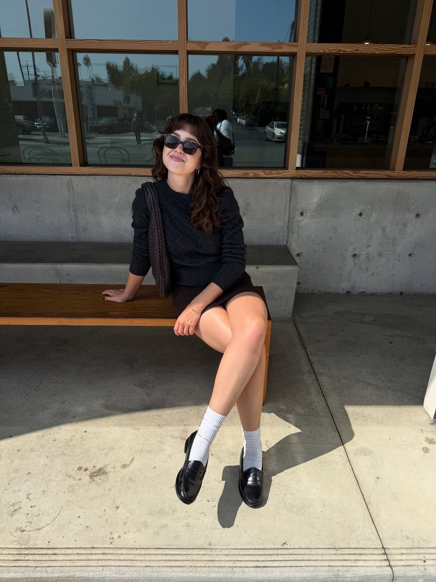 I have been getting so much wear out of this shrunken cable knit from Quince! I’m wearing a size M. 