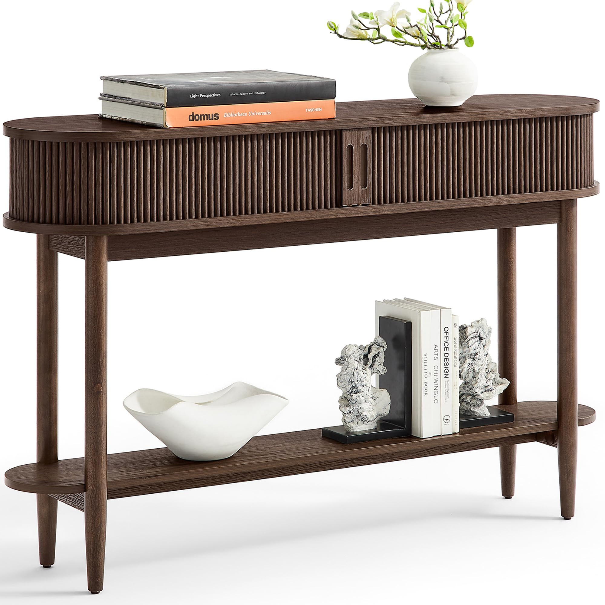 LINSY Fluted Console Table with Storage, Entryway Table Wood Entrance Tables for Front Door, Behi... | Amazon (US)