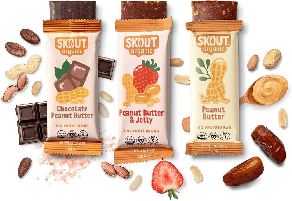 Skout Organic Plant-Based Protein Bars Variety Pack (12 Pack) 3 Flavors – 10g Protein – Vegan... | Amazon (US)