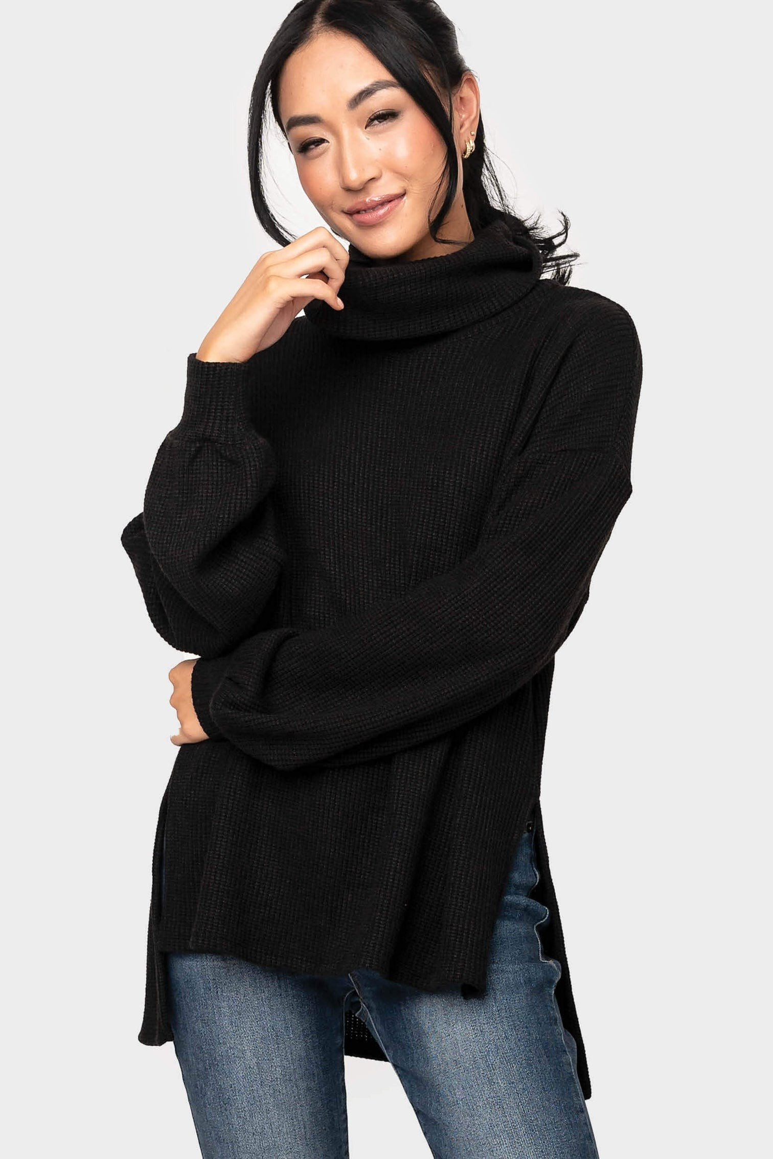 Cowl Neck Blouson Sleeve Soft Luxe Sweater | Gibson