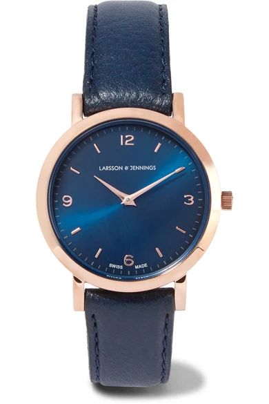 Lugano leather and rose gold-plated watch | NET-A-PORTER (US)